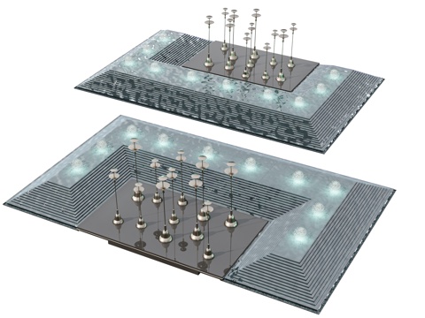  现代水景 喷泉景观 跌水叠水景观 庭院水景 入户水景 水池3d模型 