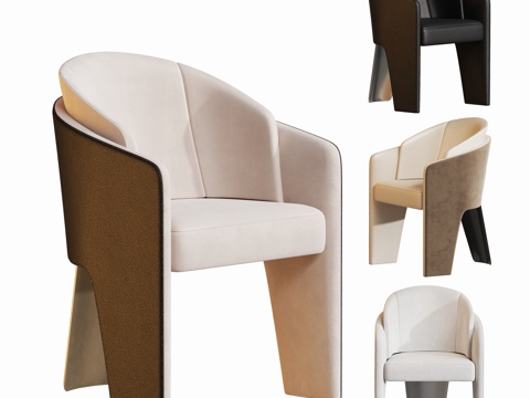  现代轻奢餐椅单椅3d模型 