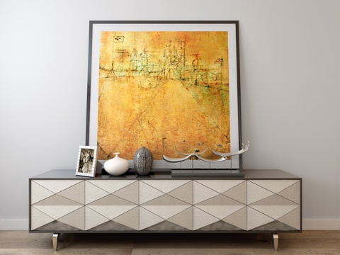  现代电视柜 装饰柜 装饰品 画3d模型 