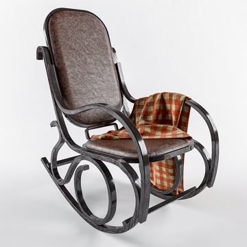  中古风摇椅  室内躺椅  实木摇椅su模型 