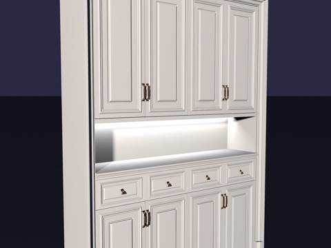  简欧风格玄关柜鞋柜储物柜3d模型 