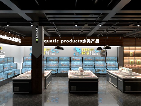  海鲜超市3d模型 
