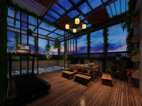  现代生活阳台3d模型 