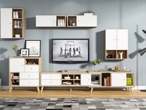  现代电视柜组合3d模型 