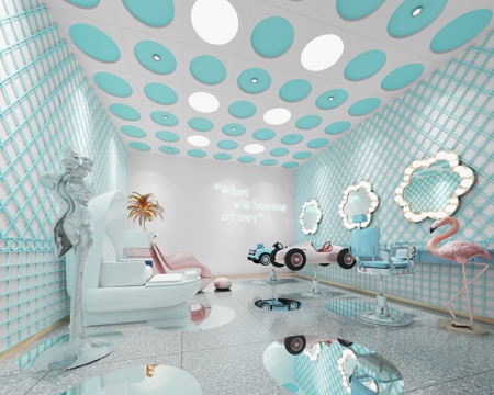  北欧儿童网红理发室 玩具椅子 美容家具3d模型 