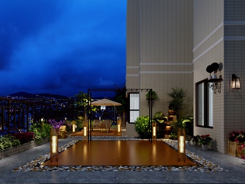  简欧花园3d模型 