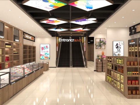  超市入口3d模型 