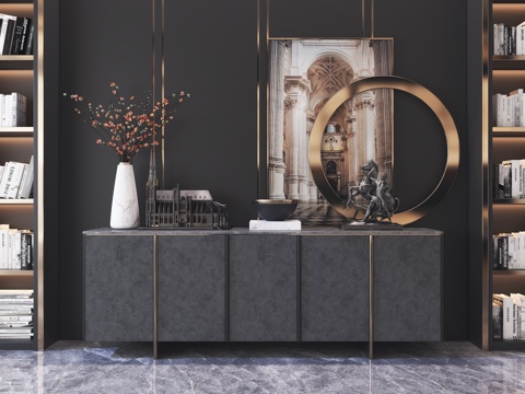  现代轻奢边柜3d模型 