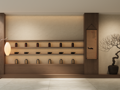  现代客厅背景墙 茶室背景墙 茶柜背景墙 造型墙 海派背景墙3d模型 