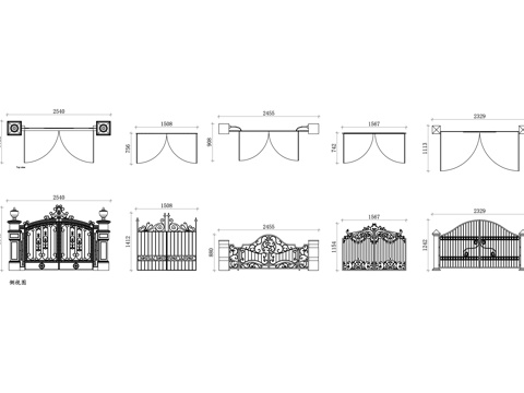 欧式铁艺大门 欧式风格铁门 欧式铸铁大门 欧式装饰铁门cad施工图