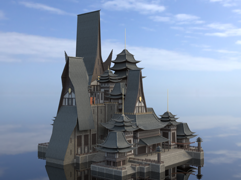  日式建筑 日式古建 日式城堡 日式宫殿 古建筑su模型 