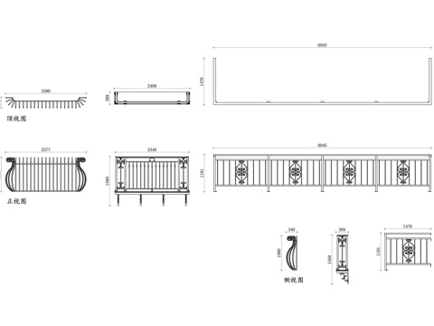 铁艺阳台栏杆 阳台铁艺护栏 铁艺栏杆设计 防护铁艺栏杆cad施工图