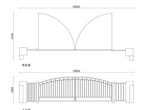 别墅钢质大门 别墅铁艺大门 钢制别墅大门 高档别墅门cad施工图