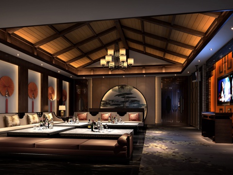  新中式KTV娱乐会所3d模型 