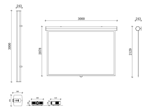 投影仪屏幕 投影幕布 电动投影屏 支架式屏幕 便携投影幕 家cad施工图