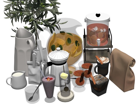  现代果汁饮料饮品食物su模型 