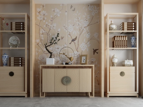  新中式玄关柜端景柜装饰柜3d模型 