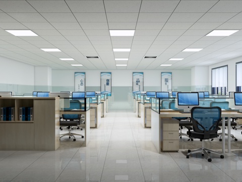  现代办公室3d模型 