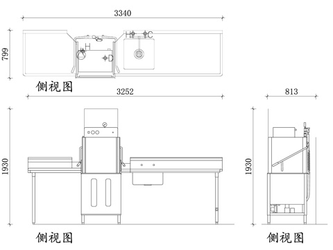 商用洗碗机 餐饮洗碗机 大型洗碗机 商超洗碗机 酒店用洗碗机cad施工图