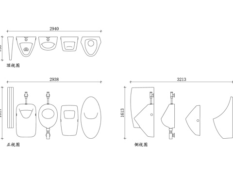 现代小便池 时尚小便斗 简约小便池 公共卫生间小便池cad施工图