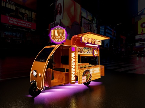  现代快餐店_小吃快餐店明档_小吃车_快闪店_餐饮空间SU模型su模型 