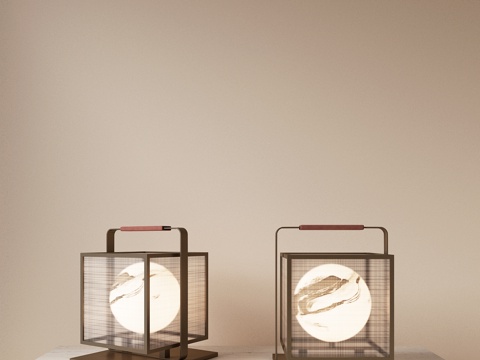  新中式禅意台灯 客厅台灯 书房台灯 床头台灯 艺术台灯3d模型 