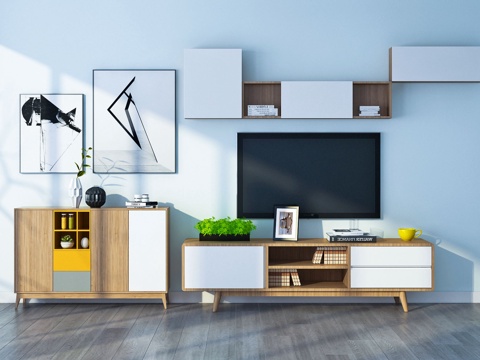  简欧北欧电视柜3d模型 