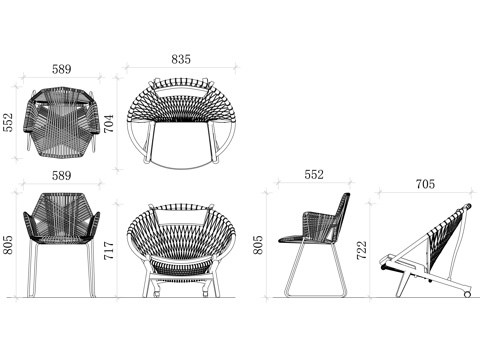 藤椅 藤编椅子 藤制座椅 藤条椅 手工藤椅 户外藤椅cad施工图