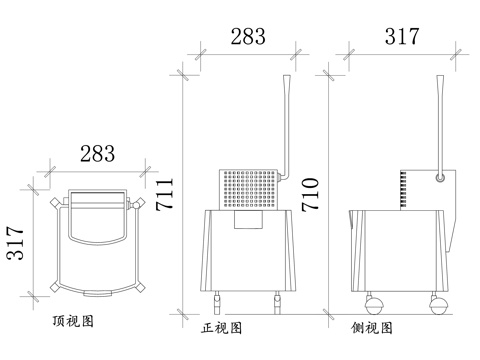 塑料拖把桶 挤水桶 拖把清洗桶 带桶拖把 挤水拖把桶cad施工图