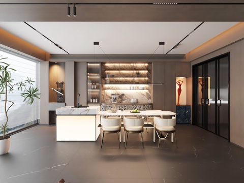  意式风格餐厅3d模型 