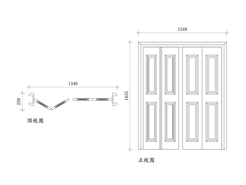 实木折叠衣柜门 实木推拉折叠门 实木多扇折叠门 实木衣柜对开cad施工图