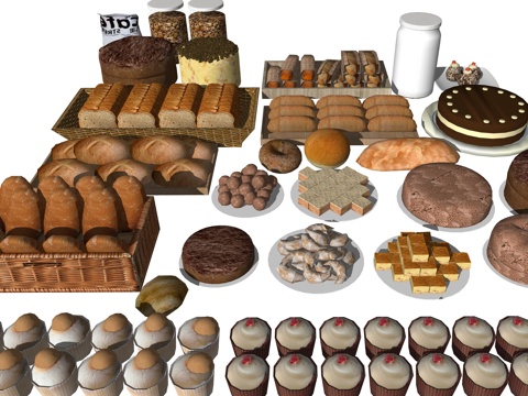  现代糕点蛋糕食物su模型 