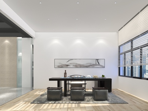  现代办公室办公桌 桌椅组合3d模型 