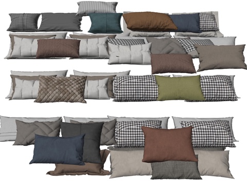  侘寂风床品抱枕枕头su模型 