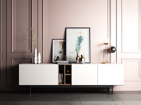  现代轻奢边柜玄关柜3d模型 