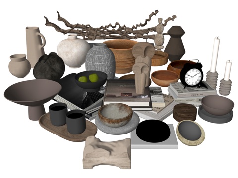 侘寂风桌面装饰摆件组合su模型