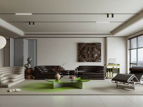 客厅 大平层 沙发 茶几 休闲椅3d模型