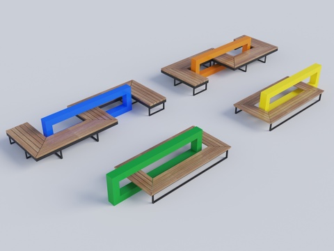  户外座椅 长条座椅 公共座椅 广场座椅 户外景观凳 休息座凳3d模型 