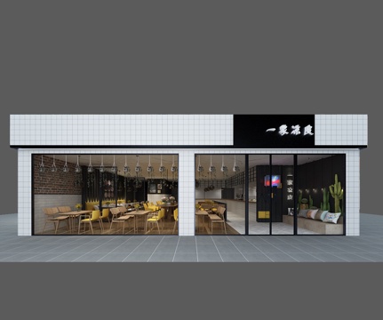  工业风凉皮快餐店3d模型 