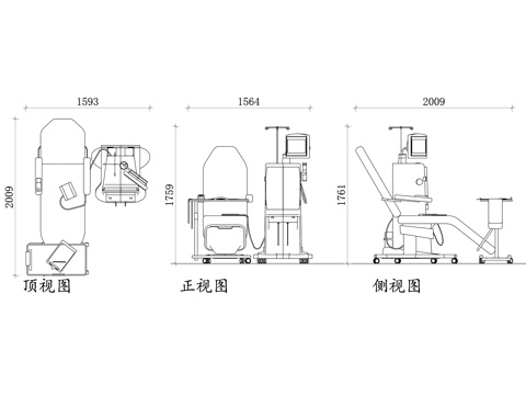 医院血液透析椅 透析专用椅 血液透析治疗椅 肾病透析椅cad施工图 