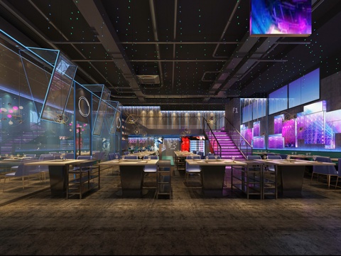  现代酒店空间3d模型 