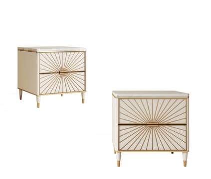 现代轻奢床头柜 方形床头柜 成品床头柜 床头柜 复古床头柜su模型