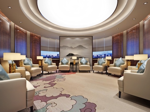  现代接待室 会客室 VIP洽谈室 会议室3d模型 