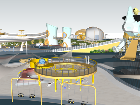  儿童乐园游乐场 儿童娱乐设施su模型 