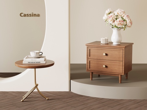 现代中古床头柜 边几su模型