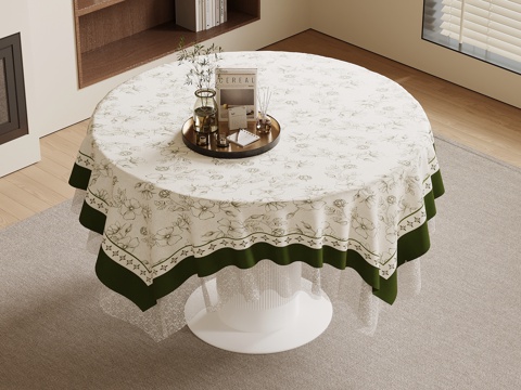 现代简约桌布 摆件组合 餐桌组合su模型