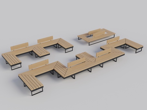  户外座椅 长条座椅 公共座椅 广场座椅 户外景观凳 休息座凳su模型 