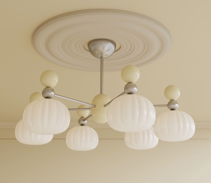 现代中古吊灯 多头吊灯 客厅吊灯 卧室吊灯 灯笼吊灯su模型