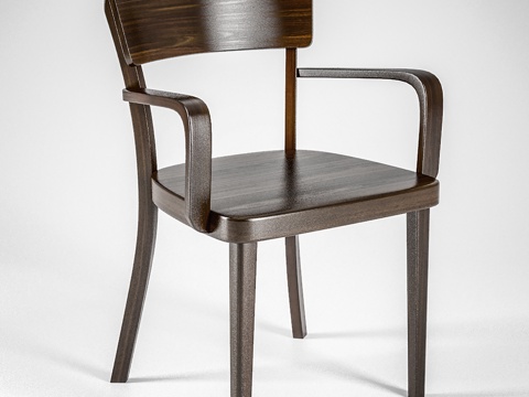 中古风休闲椅 实木单椅 餐椅单椅su模型