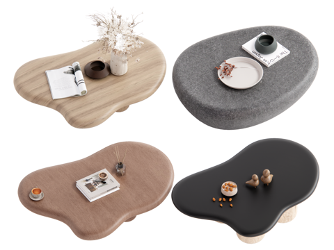 侘寂中古风茶几su模型